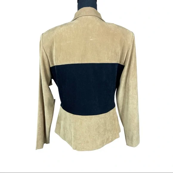 WORTHINGTON Women’s Size 12 Camel/Black‎ Full Zip Jacket With Shoulder Pads NWT - Picture 6 of 11